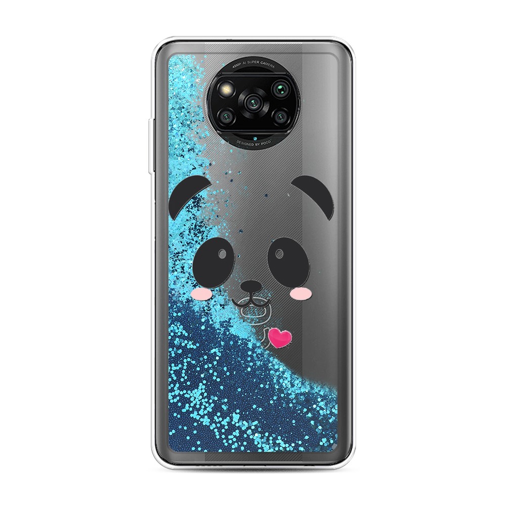 

Жидкий чехол с блестками "Влюбленный панда контур" на Xiaomi Poco X3 Pro, 310693-1