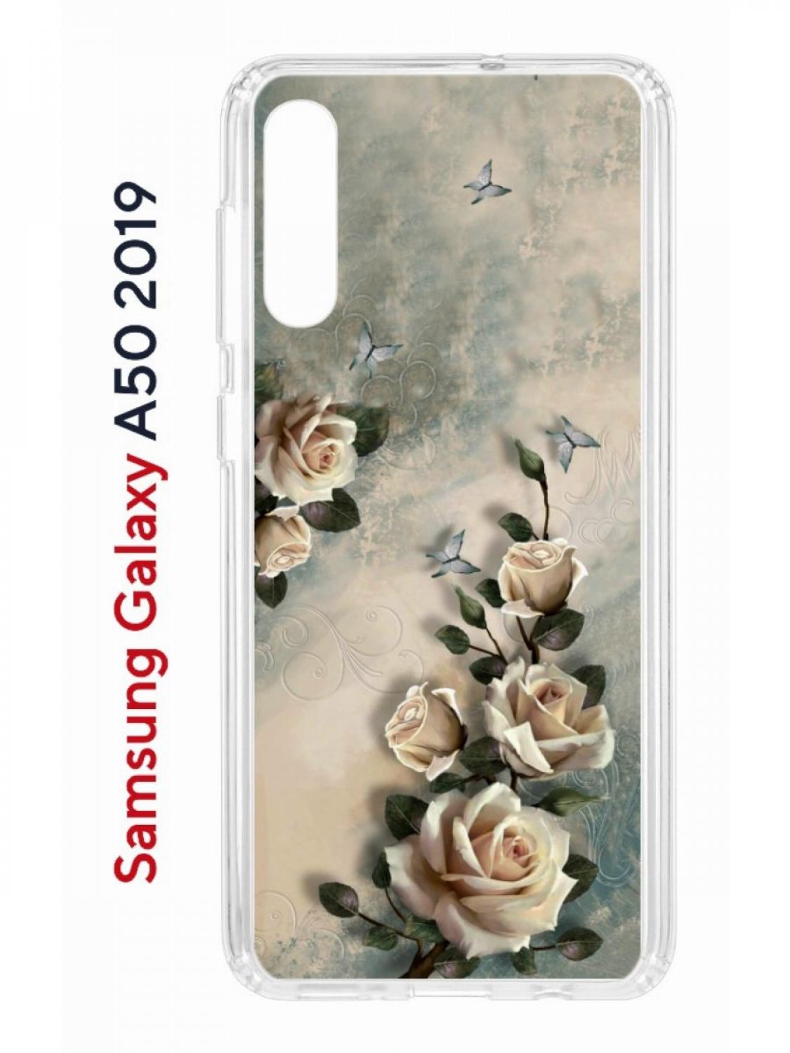 Чехол на Samsung A50,A50S,A30S 2019 Kruche Print Белая роза, противоударный бампер