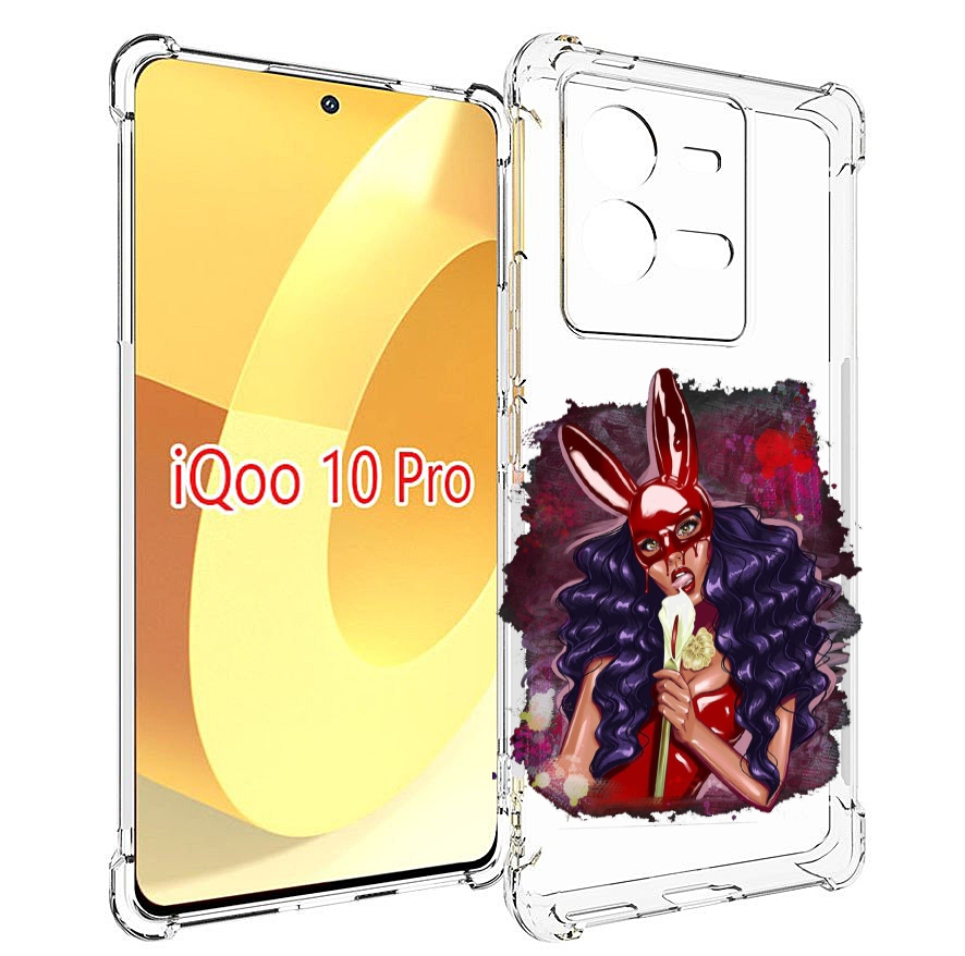 

Чехол MyPads девушка-с-текучей-маской женский для Vivo iQOO 10 Pro, Прозрачный, Tocco