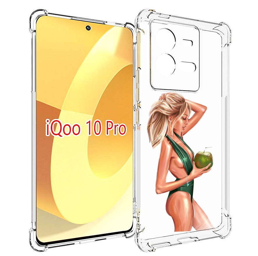 

Чехол MyPads девушка-с-кокосом-в-зеленом-купальнике женский для Vivo iQOO 10 Pro, Прозрачный, Tocco