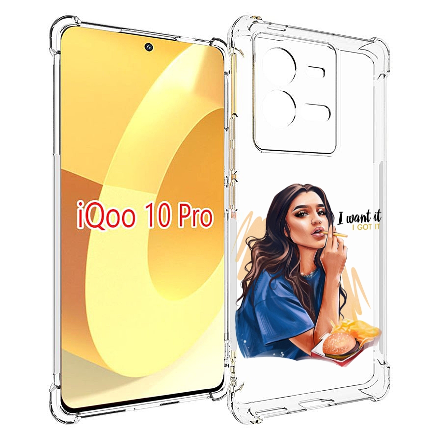 Чехол MyPads девушка-с-едой-и-сигаретой женский для Vivo iQOO 10 Pro