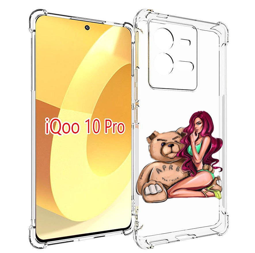 

Чехол MyPads девушка-с-большим-плюшевым-мишкой для Vivo iQOO 10 Pro, Прозрачный, Tocco