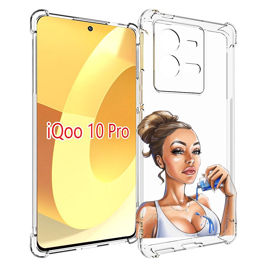 

Чехол MyPads девушка-пролила-краску женский для Vivo iQOO 10 Pro, Прозрачный, Tocco