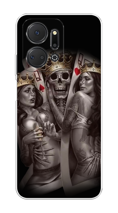 

Чехол на Honor X7A "Карты король и королевы", Серый;желтый, 6120650-6