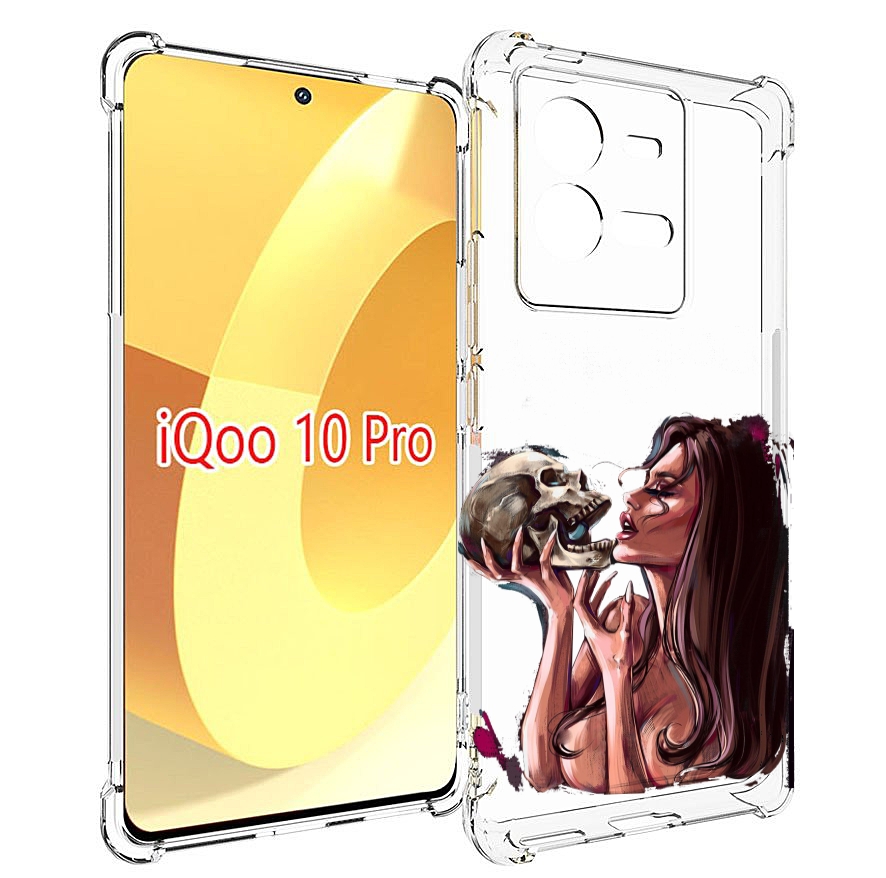 

Чехол MyPads девушка-модель-с-черепом для Vivo iQOO 10 Pro, Прозрачный, Tocco