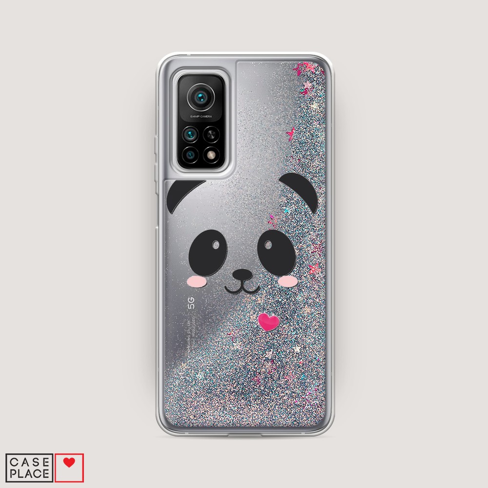 

Жидкий чехол с блестками "Влюбленный панда контур" на Xiaomi Mi 10T Pro