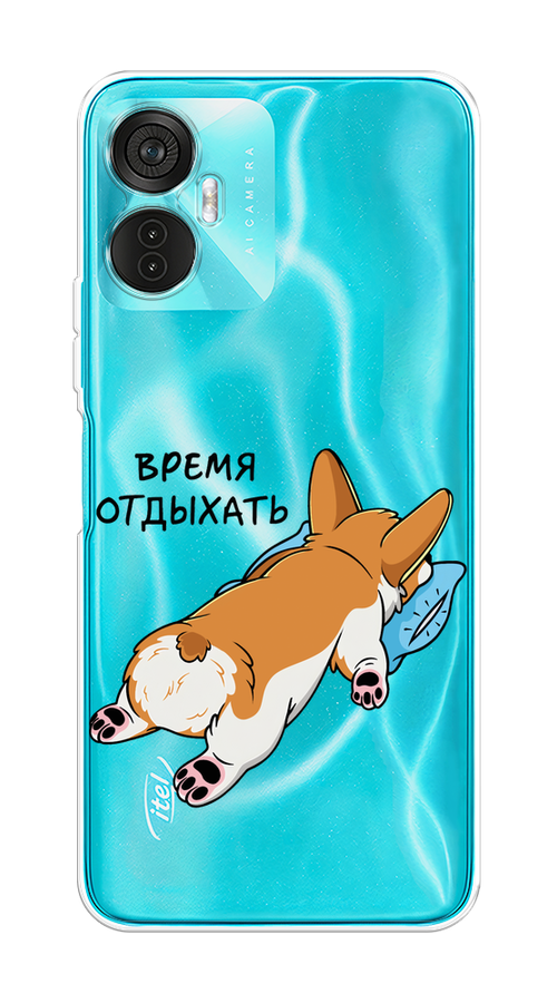 

Чехол на Itel Vision 5 Plus "Корги отдыхает", Черный;коричневый;голубой, 3201150-1