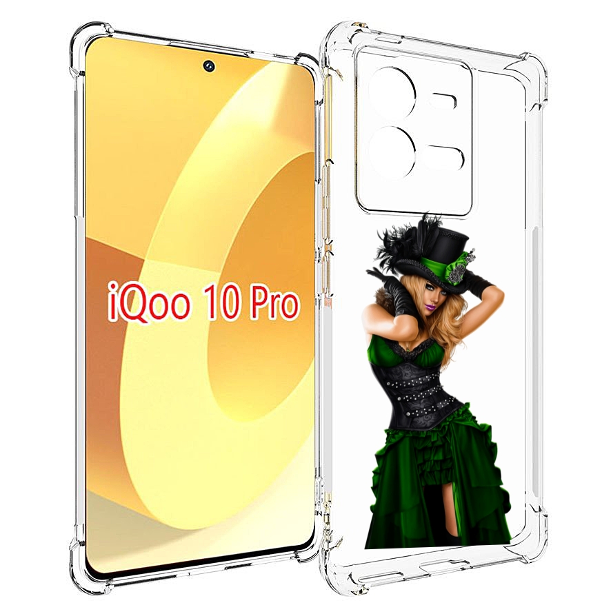 

Чехол MyPads девушка-в-модном-длинном-платье женский для Vivo iQOO 10 Pro, Прозрачный, Tocco