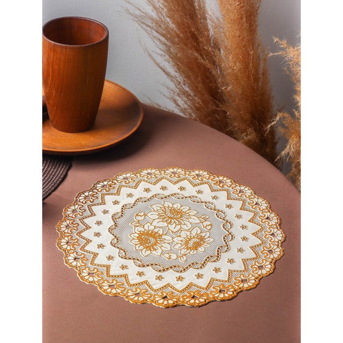 

Салфетка ажурная Букет, d=30 см, цвет золото (12 шт), Золотистый