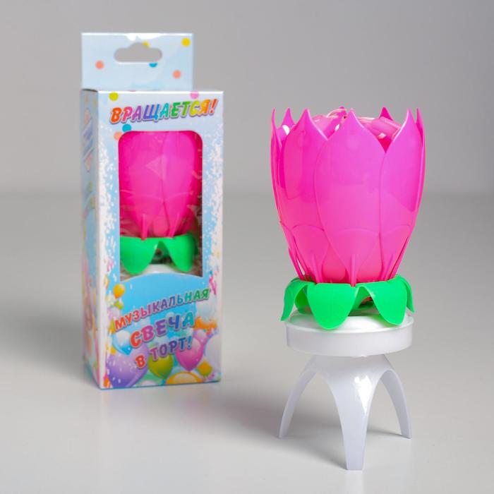 

Свеча для торта музыкальная "Тюльпан", крутящаяся, розовая, 14,5x6 см