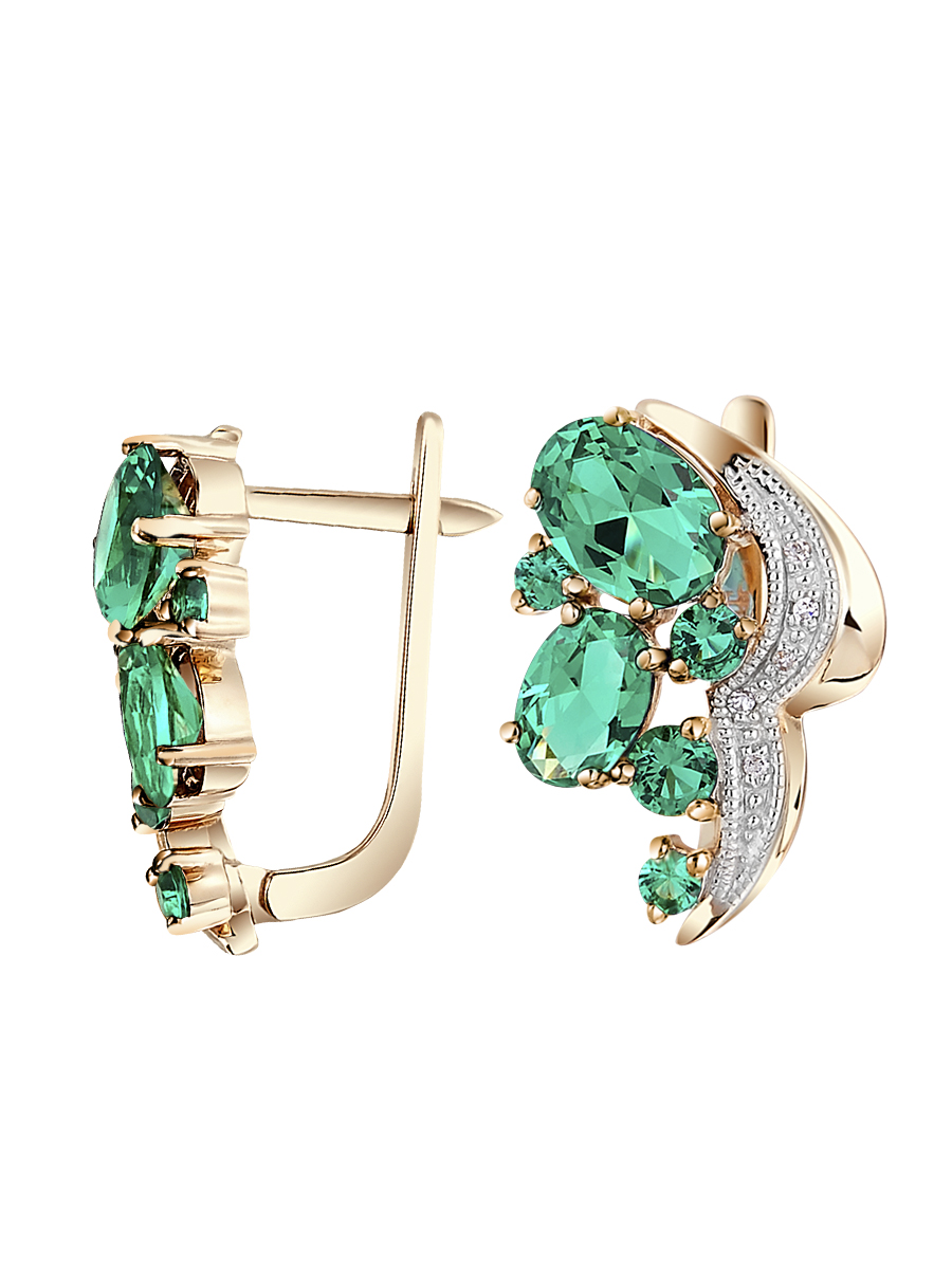 

Серьги из красного золота VALTERA 95209, бриллиант/изумруд искусственный, 095209