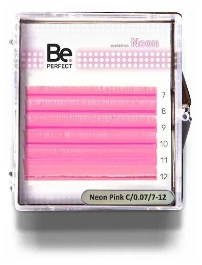

Ресницы Be Perfect цветные Neon Pink мини 6 линий C 0.10 7-12 мм, Розовый