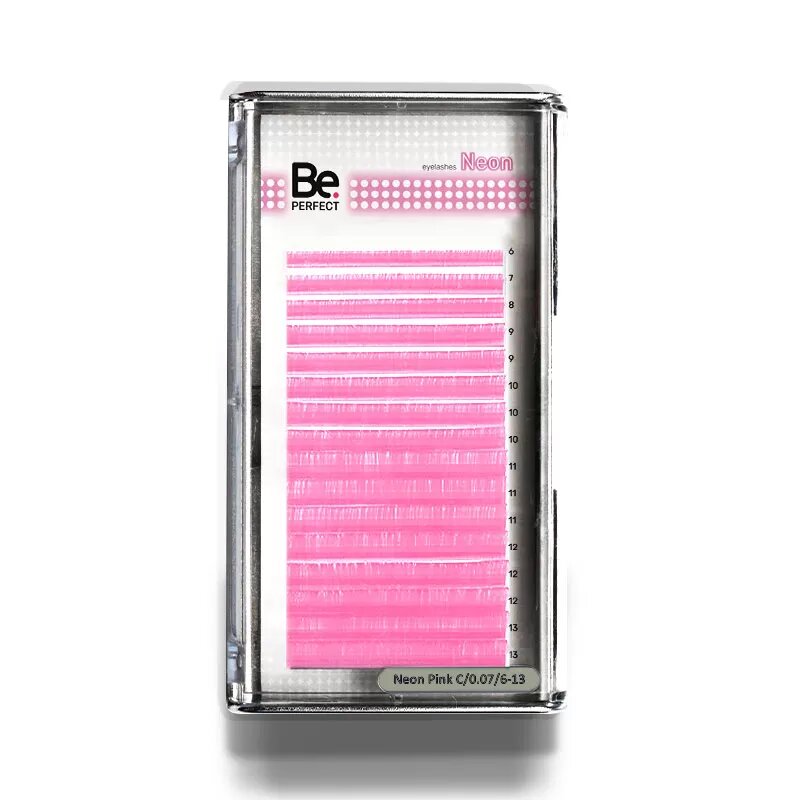 

Ресницы Be Perfect цветные Neon Pink 16 линий C 0.07 6-13 мм, Розовый