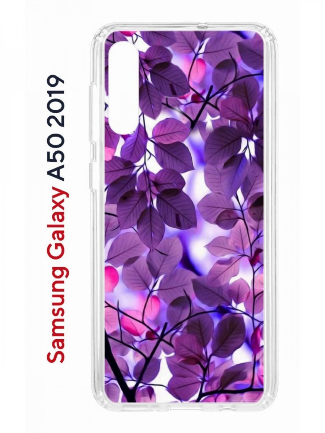 фото Чехол на samsung a50,a50s,a30s 2019 kruche print purple leaves, противоударный бампер кruче