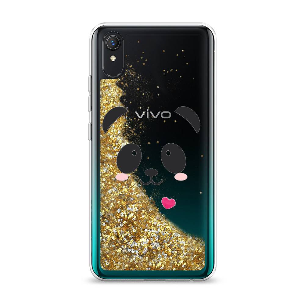 

Жидкий чехол с блестками "Влюбленный панда контур" на Vivo Y1s, 263290-1