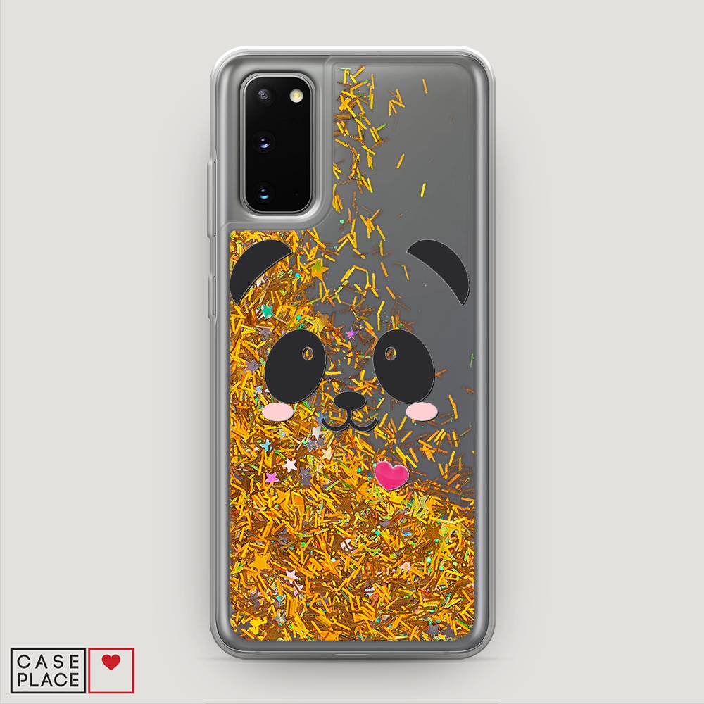 

Жидкий чехол с блестками "Влюбленный панда контур" на Samsung Galaxy S20, 29290-1