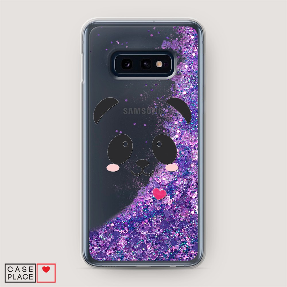 

Жидкий чехол с блестками "Влюбленный панда контур" на Samsung Galaxy S10E