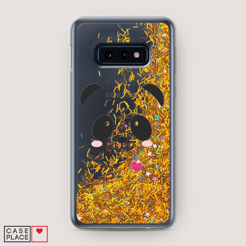 

Жидкий чехол с блестками "Влюбленный панда контур" на Samsung Galaxy S10E, 27290-1