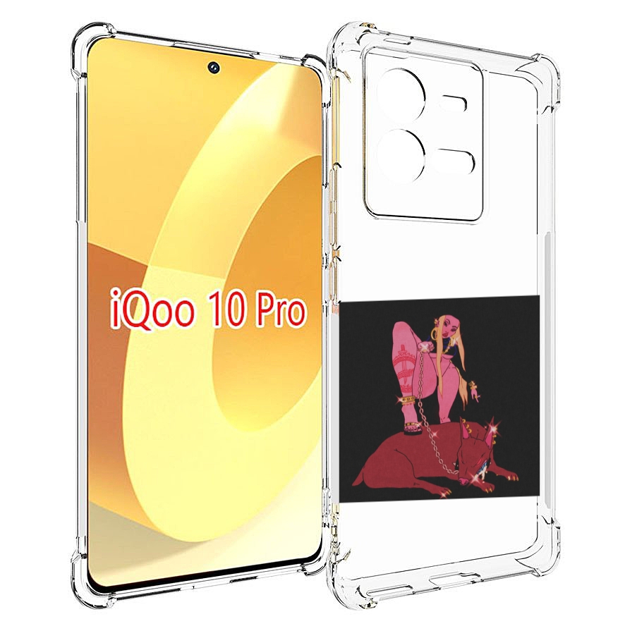 

Чехол MyPads девушка с собакой на цепи нарисованная женский для Vivo iQOO 10 Pro, Прозрачный, Tocco