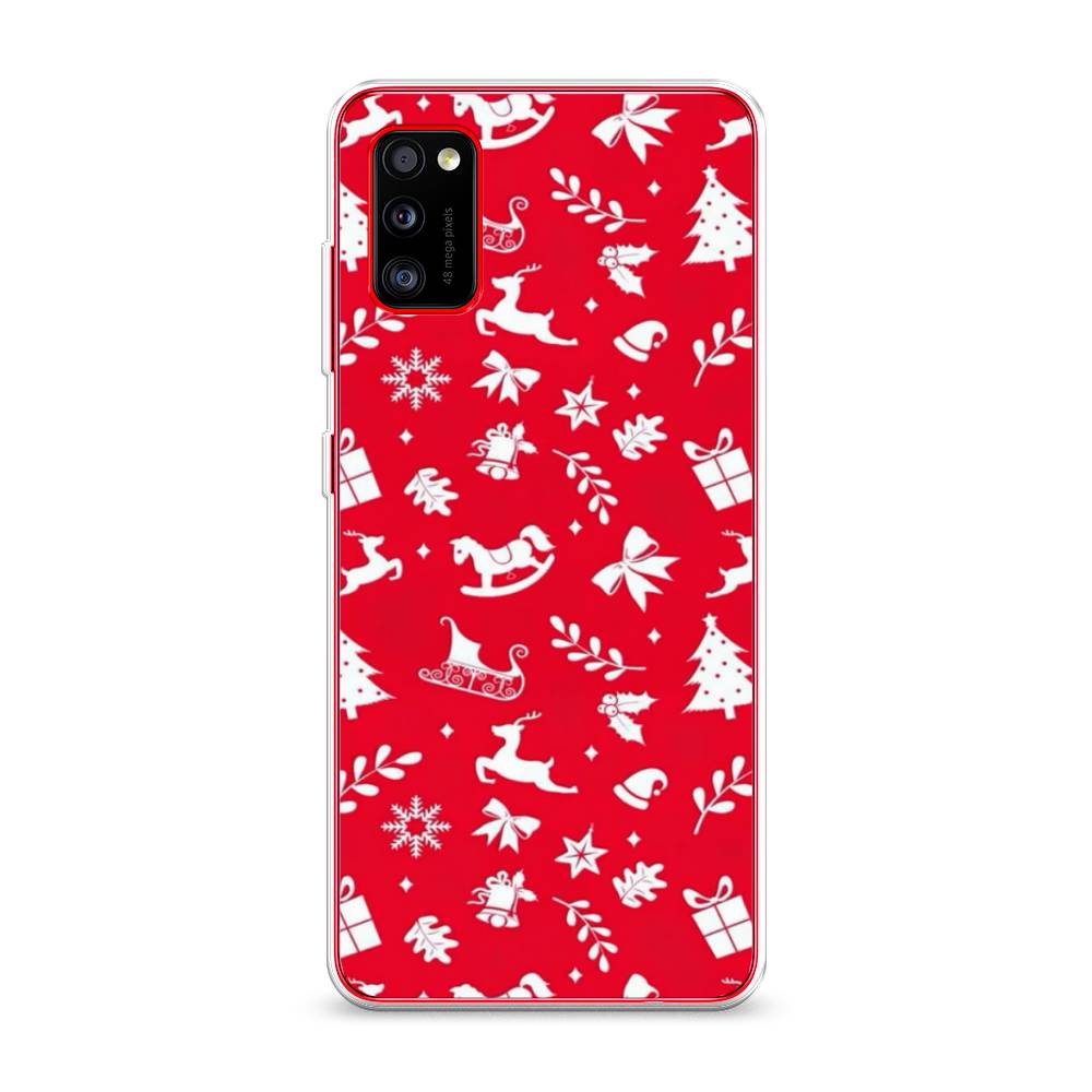 

Чехол для Samsung Galaxy A41 "Красный новогодний фон", Красный;белый, 2100450-5