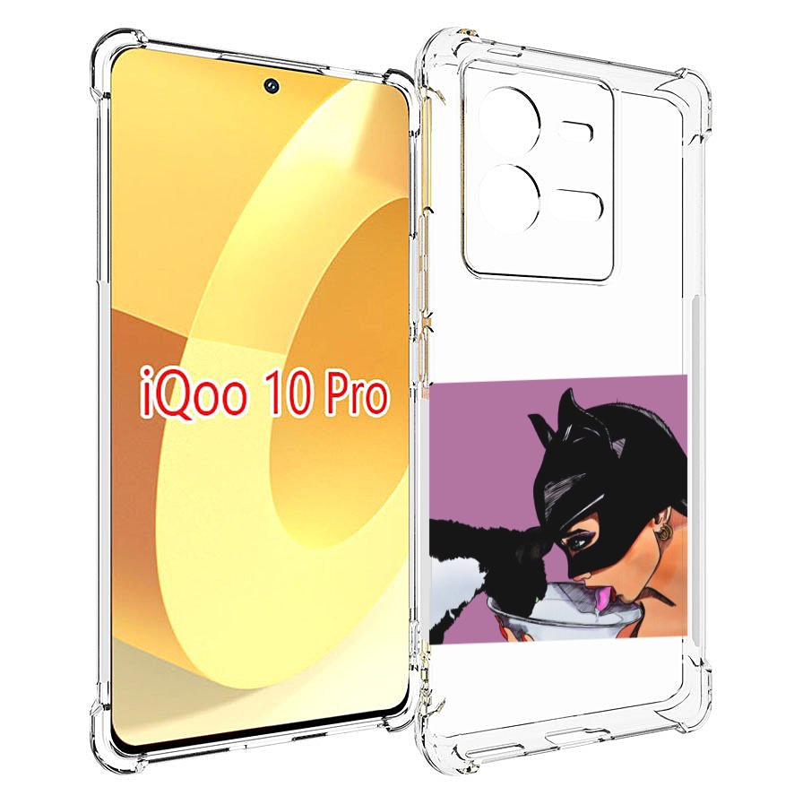 

Чехол MyPads девушка с котом пьют молоко женский для Vivo iQOO 10 Pro, Прозрачный, Tocco
