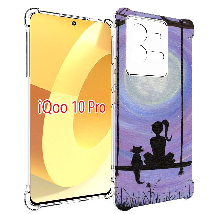 

Чехол MyPads девушка с котом на качеле женский для Vivo iQOO 10 Pro, Прозрачный, Tocco