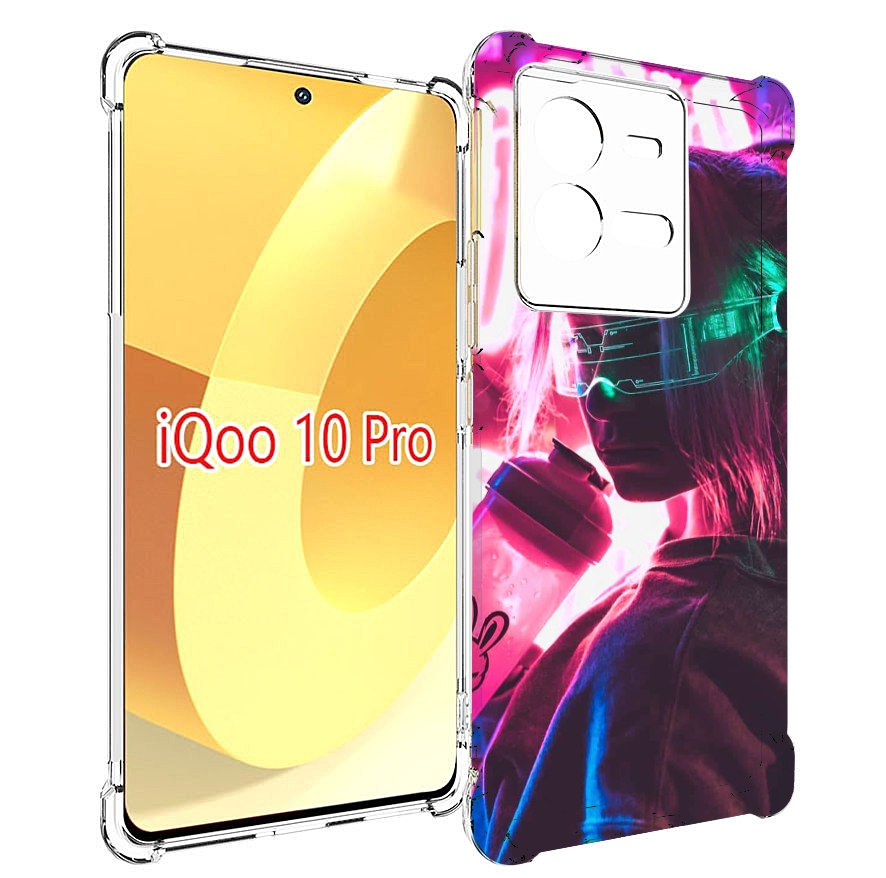 

Чехол MyPads девушка неоновый фон женский для Vivo iQOO 10 Pro, Прозрачный, Tocco