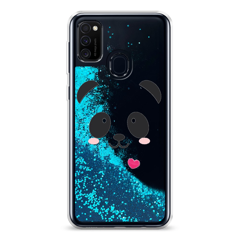 

Жидкий чехол с блестками "Влюбленный панда контур" на Samsung Galaxy M30s, 29893-1