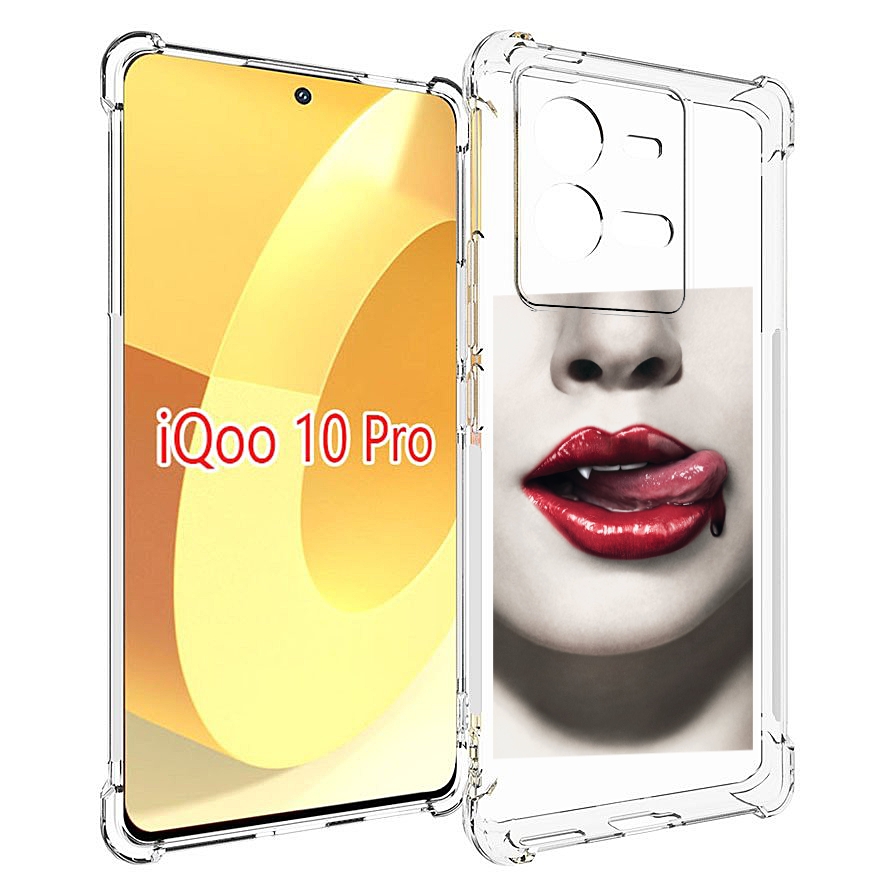 

Чехол MyPads губы-вампирши для Vivo iQOO 10 Pro, Прозрачный, Tocco