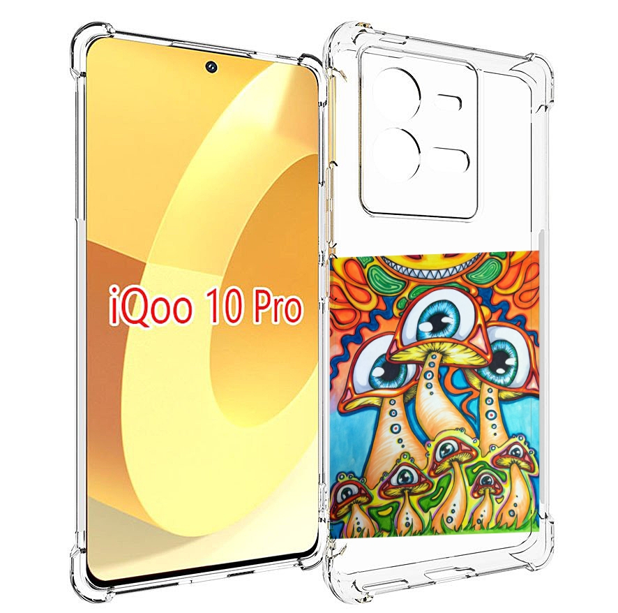 

Чехол MyPads грибы с глазами для Vivo iQOO 10 Pro, Прозрачный, Tocco