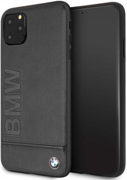 фото Чехол cg mobile bmw signature logo imprint hard leather для iphone 11 pro max, черный