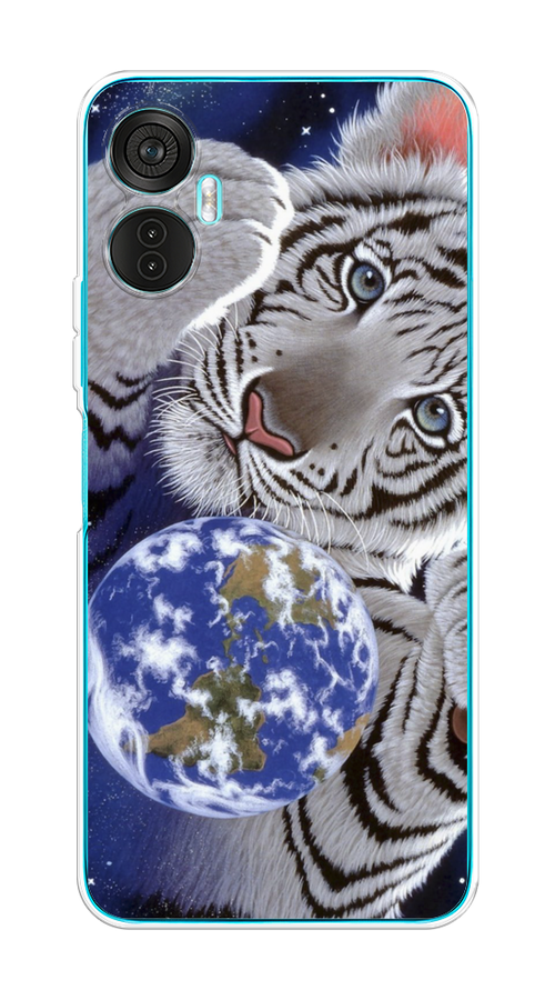 

Чехол на Itel Vision 5 Plus "Тигренок и Земля", Синий;белый;черный, 3201150-1