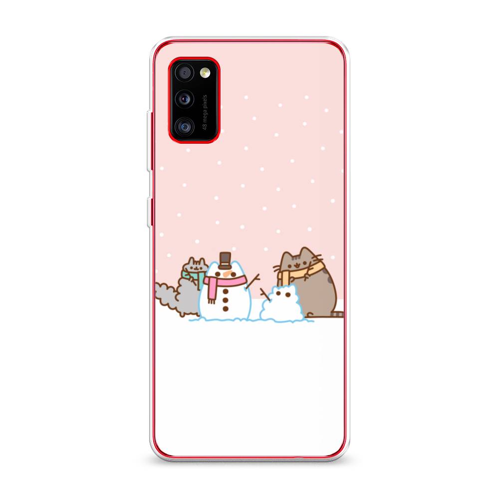 

Чехол на Samsung Galaxy A41 "Котики в снегу", Розовый;белый;серый, 2100450-5