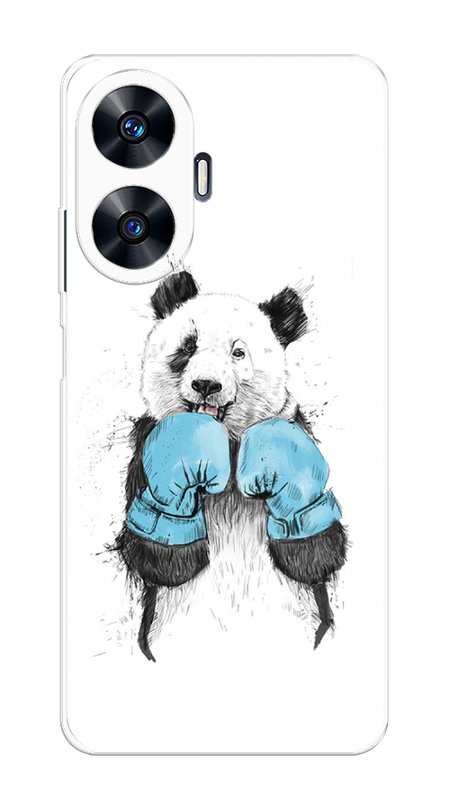 

Чехол на Realme C55 "Панда боксер", Голубой;белый;серый, 2513850-1