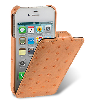 

Кожаный чехол, страусиная кожа Melkco для Apple iPhone 4S / 4 - Jacka Type - оранжевый