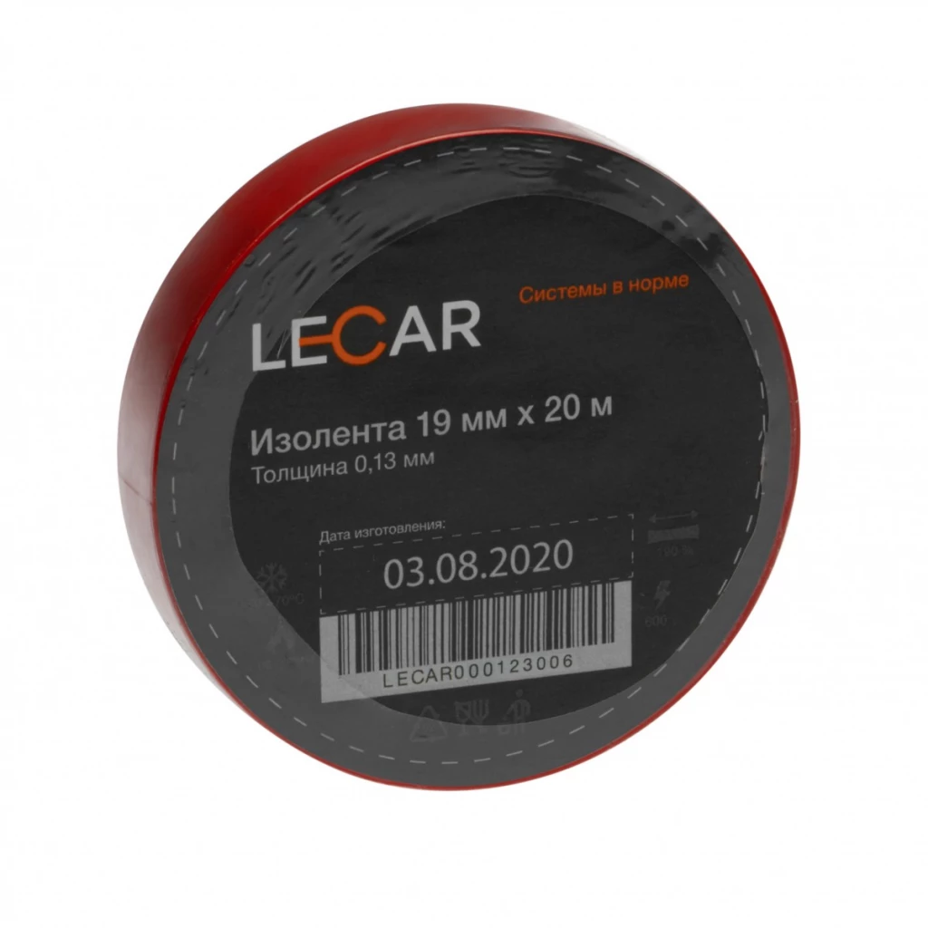 

Изолента 15 мм*20 м "LECAR" (красная) (ПВХ)