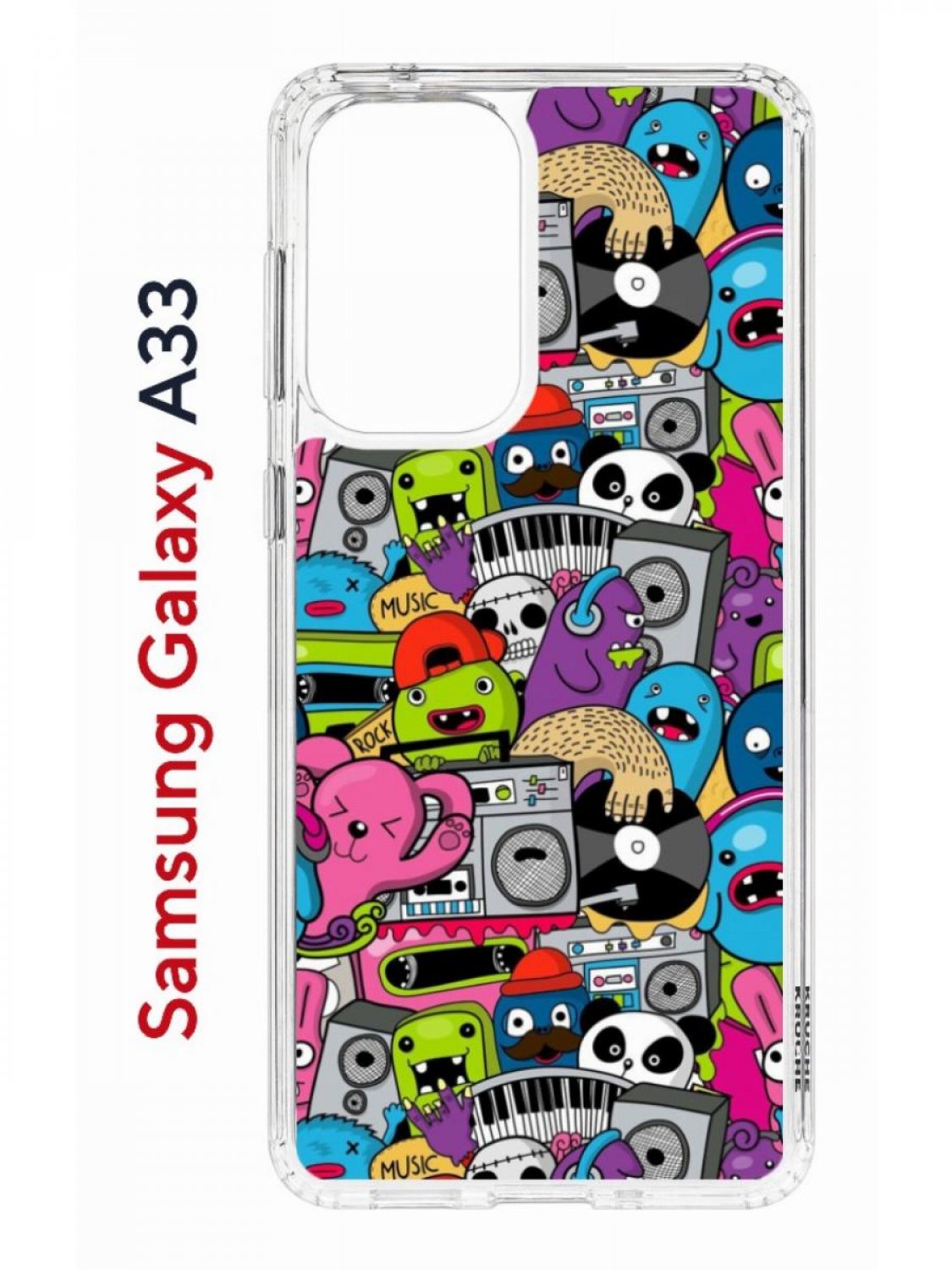 Чехол на Samsung A33 Kruche Print Monsters music, противоударный бампер, с защитой камеры
