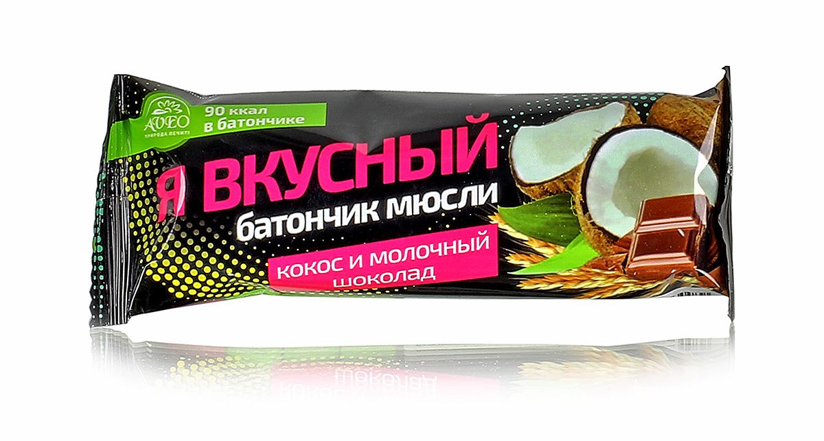 

Батончик мюсли "Я вкусный". Кокос и молочный шоколад 25гр.