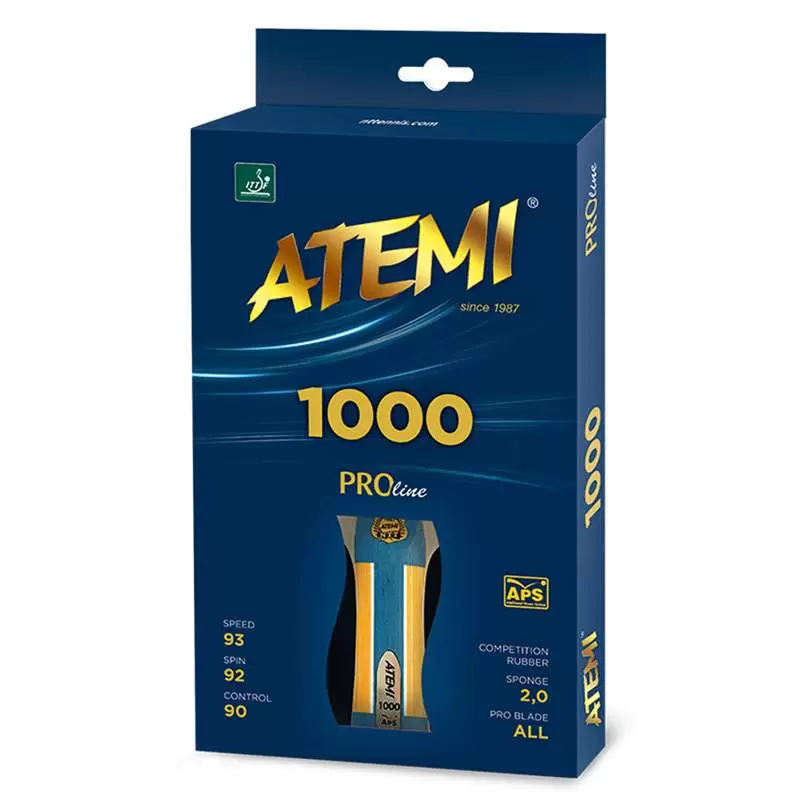Ракетка для настольного тенниса Atemi Pro 1000 AN, анатомическая ручка, 5 звезд