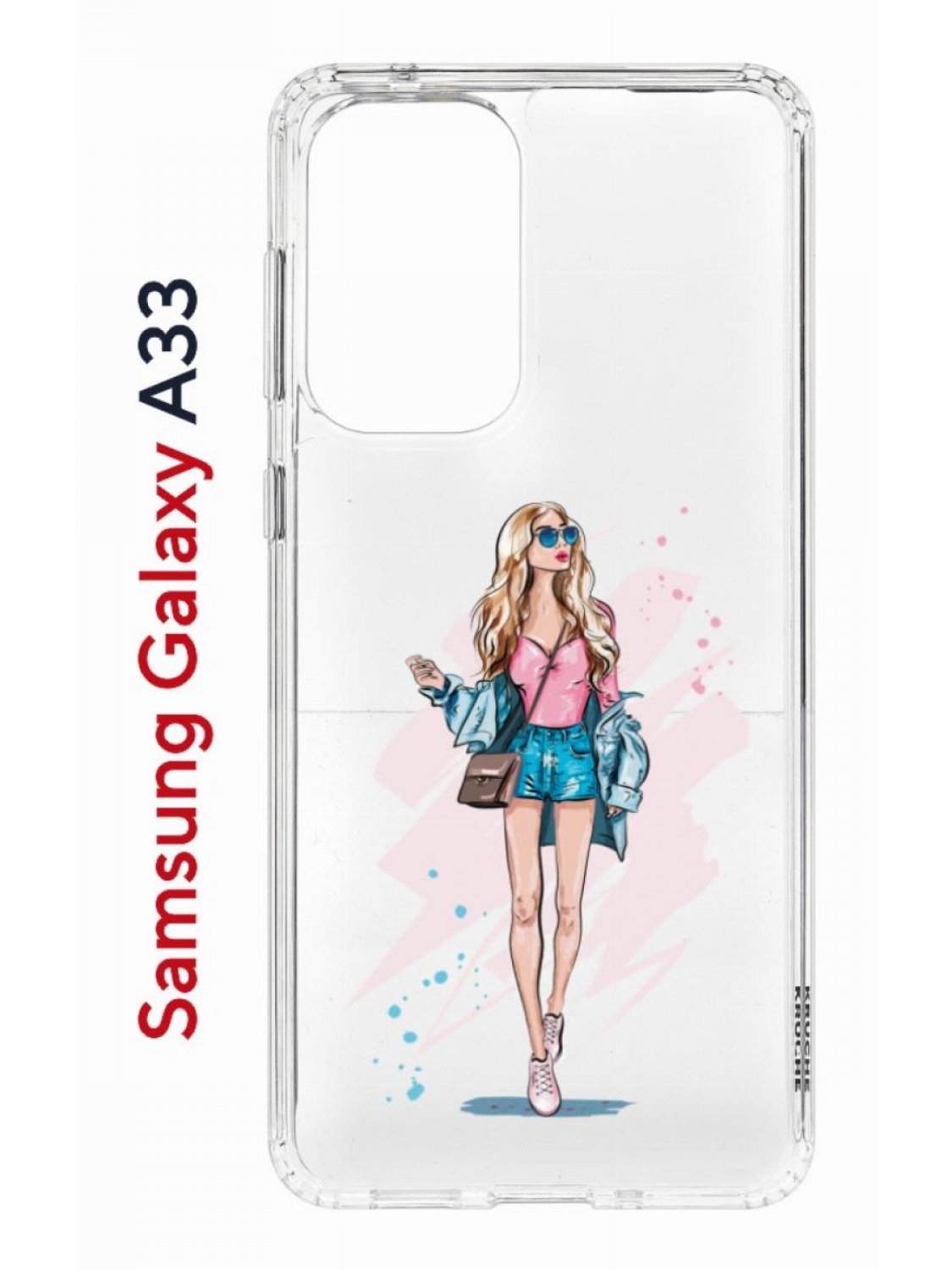 Чехол на Samsung A33 Kruche Print Fashion Girl, противоударный бампер, с защитой камеры