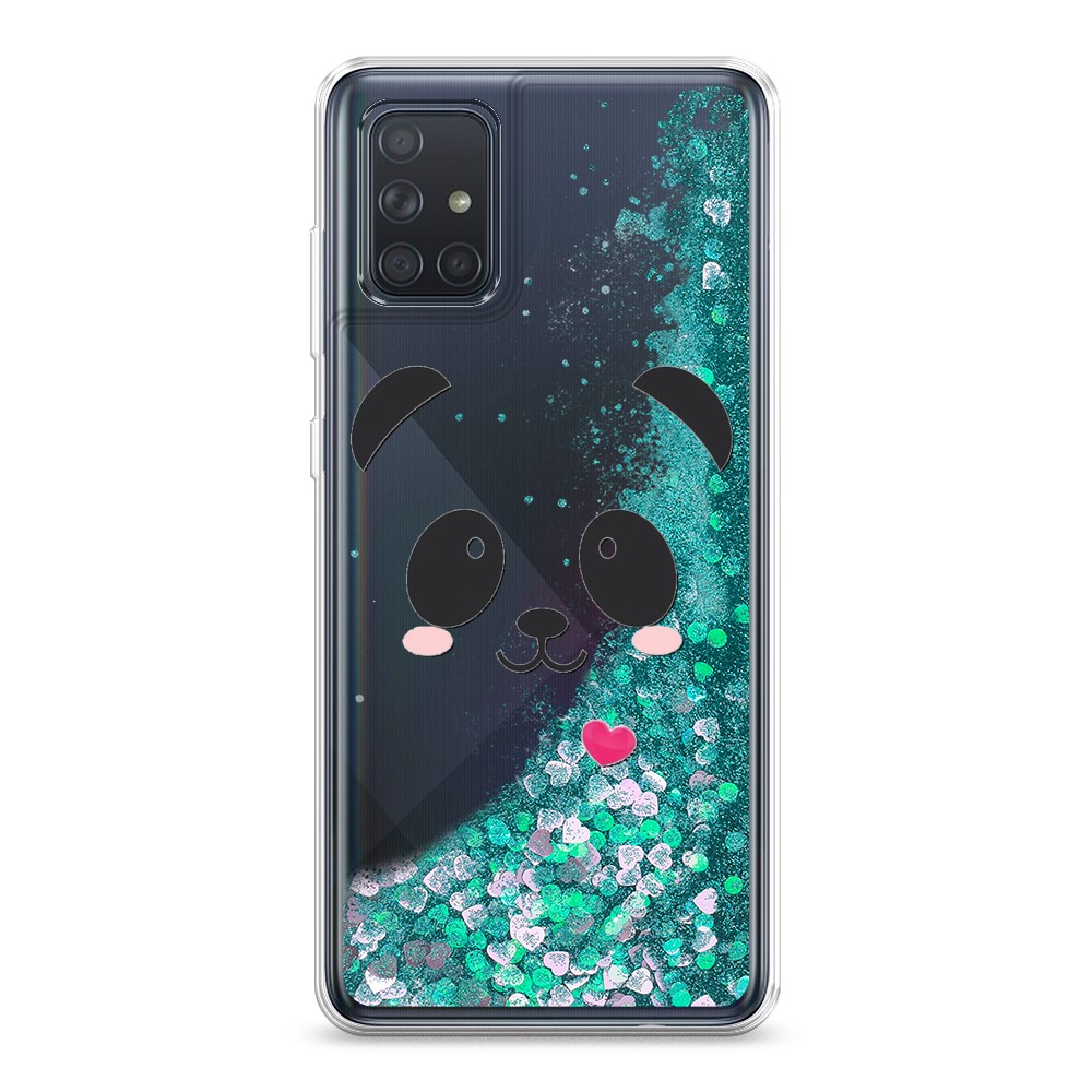 

Жидкий чехол с блестками "Влюбленный панда контур" на Samsung Galaxy A71, 29095-1