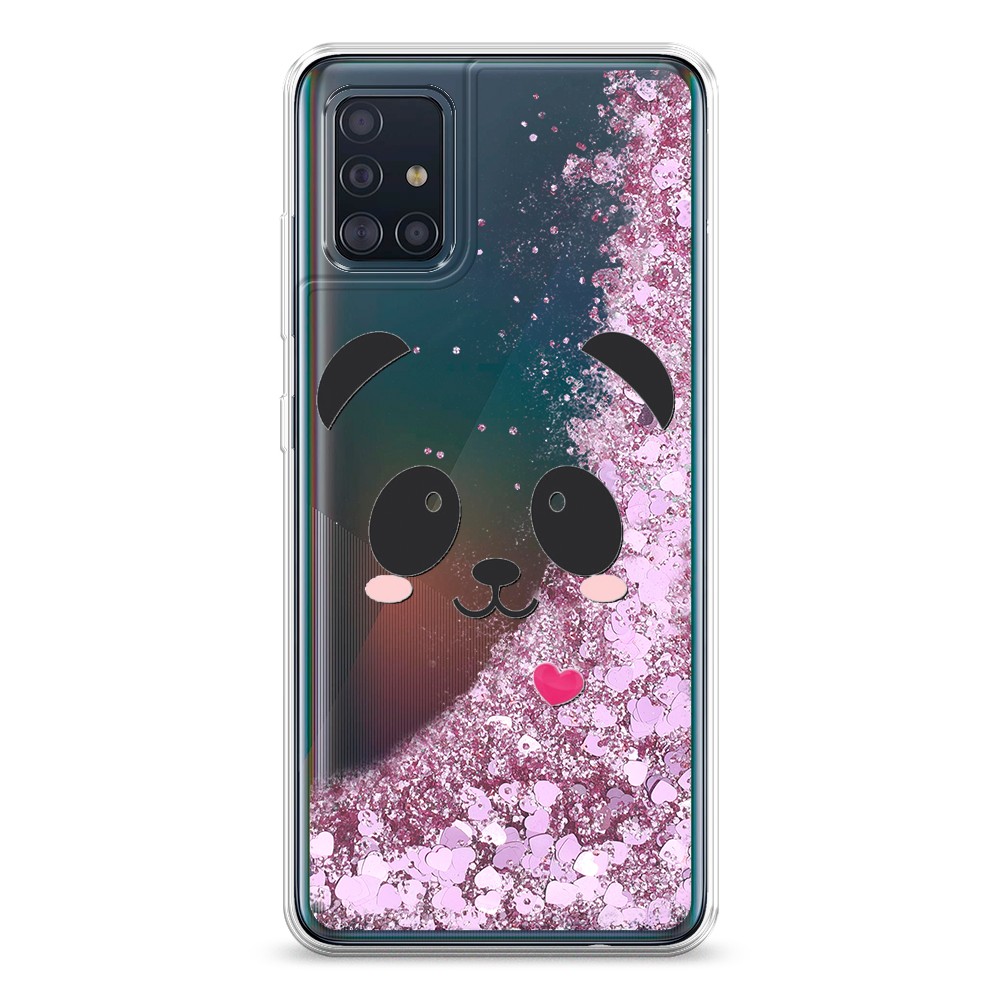 

Жидкий чехол с блестками "Влюбленный панда контур" на Samsung Galaxy A51, 28994-1
