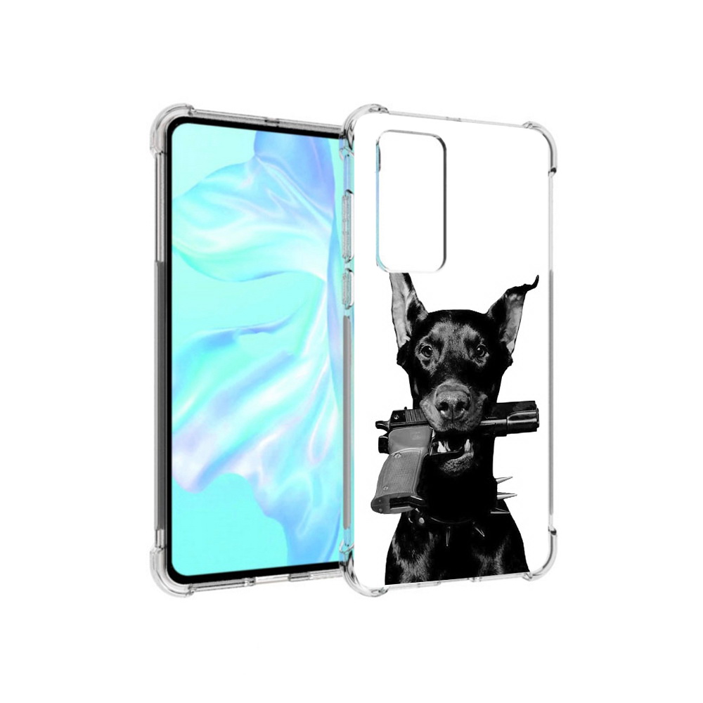 

Чехол MyPads Tocco для Huawei P40 доберман с пистолетом, Прозрачный, Tocco