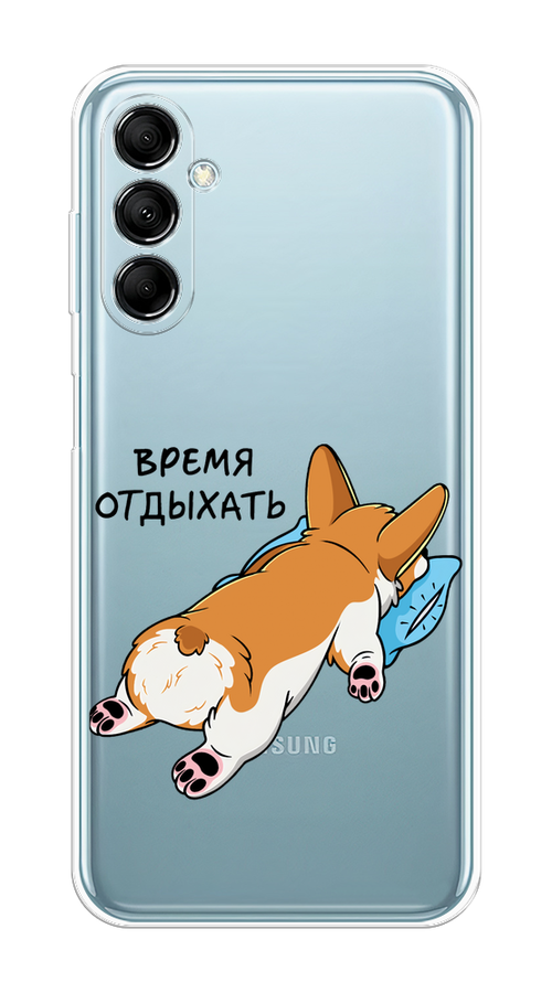 

Чехол на Samsung Galaxy M14 5G "Корги отдыхает", Черный;коричневый;голубой, 2108150-1