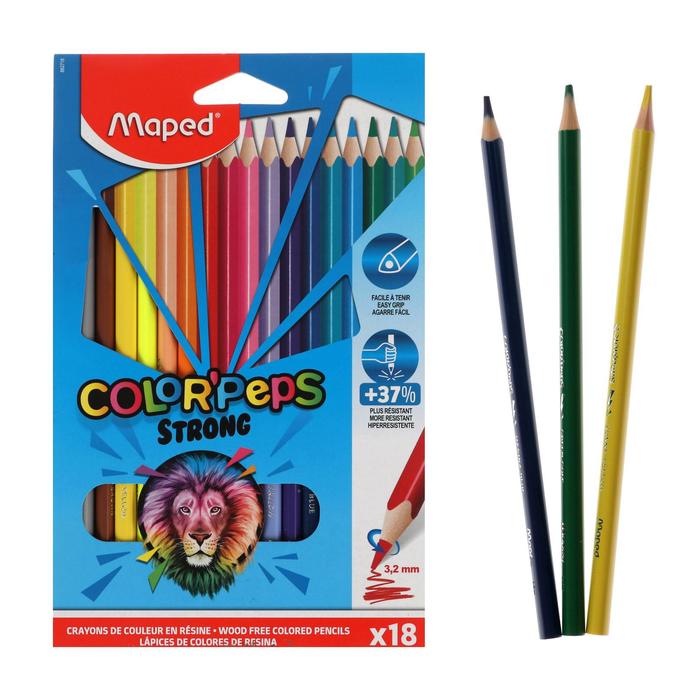 Карандаши 18 цветов, Maped Color Peps Strong, пластиковые, повышенной прочности, европодве