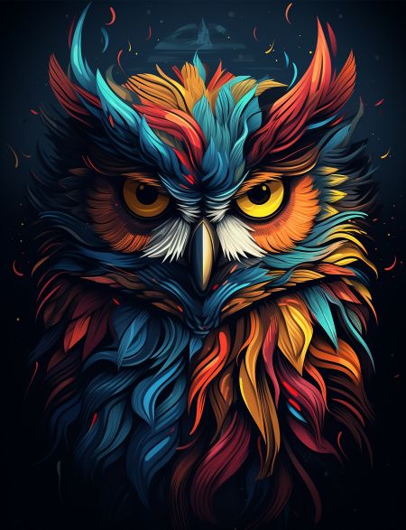 

Алмазная мозаика на подрамнике Радужная сова, 70x50 см, 30 цветов, 65060, ПРА-374