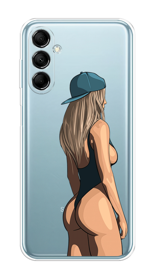 

Чехол на Samsung Galaxy M14 5G "Девушка в черном купальнике", Зеленый;бежевый;черный, 2108150-6