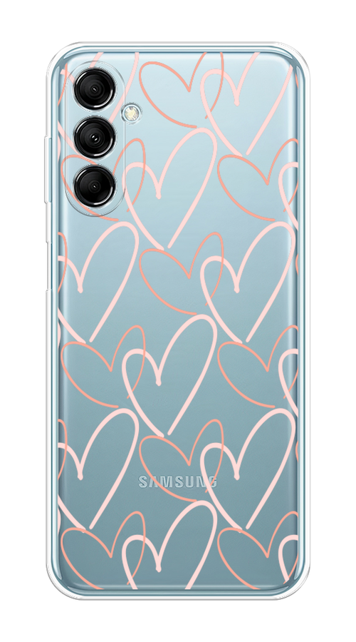 

Чехол на Samsung Galaxy M14 5G "Узор из сердечек", Розовый;бежевый, 2108150-6