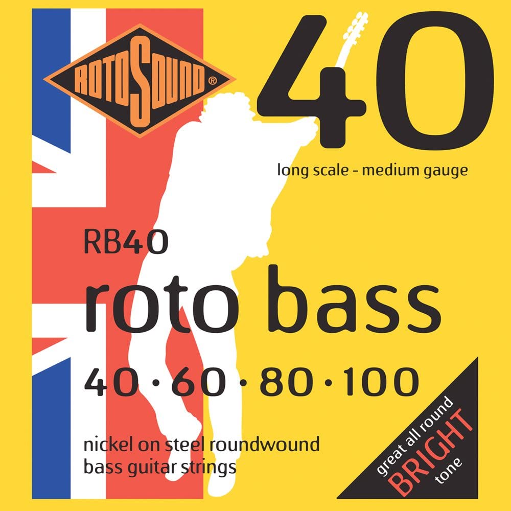 Струны для басгитары ROTOSOUND RB40 NICKEL (UNSILKED) 40 60 80 100, никелевое покрытие