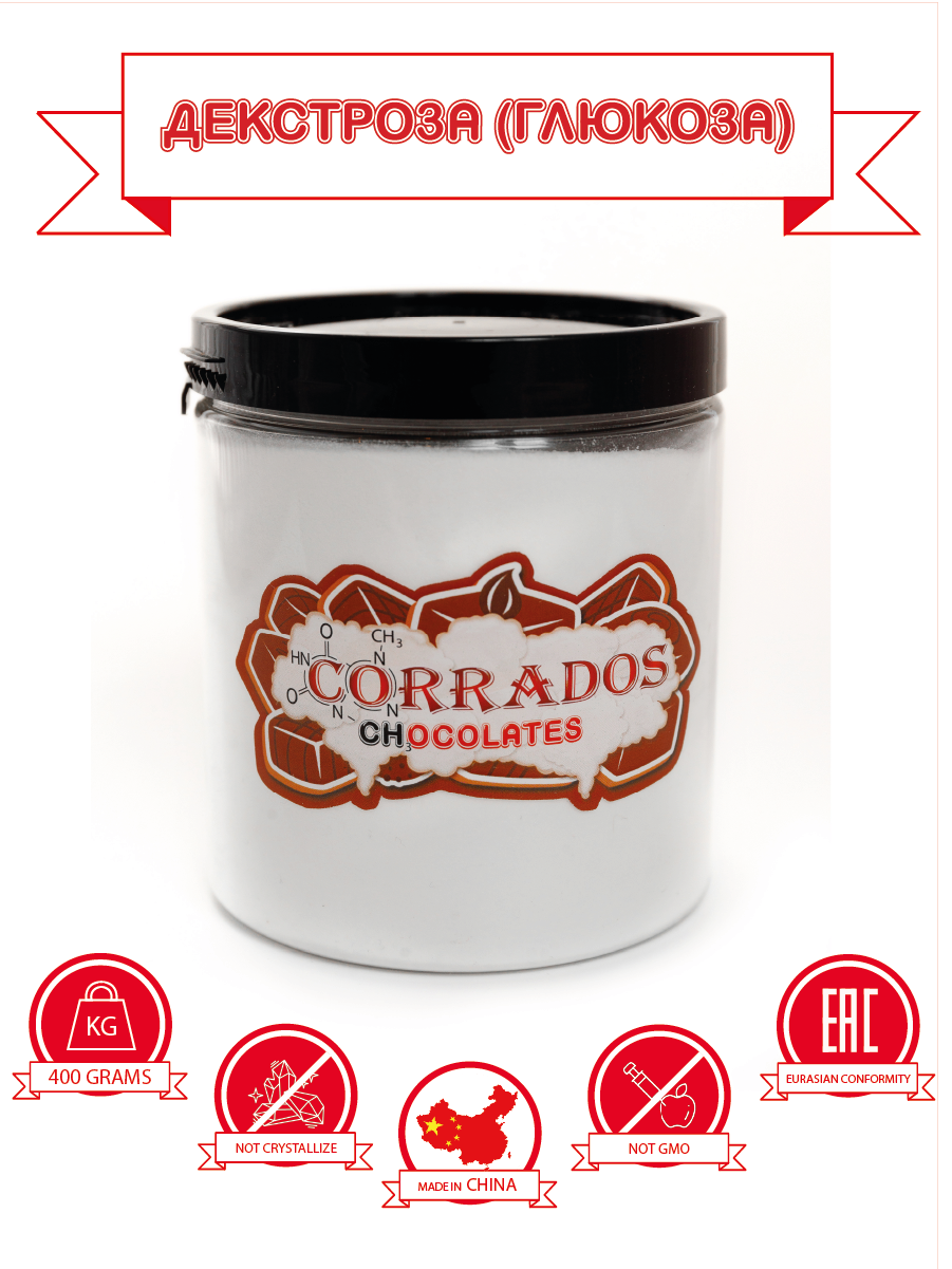 

Декстроза (Глюкоза) Corrados-Chocolates, 400 грамм, 400